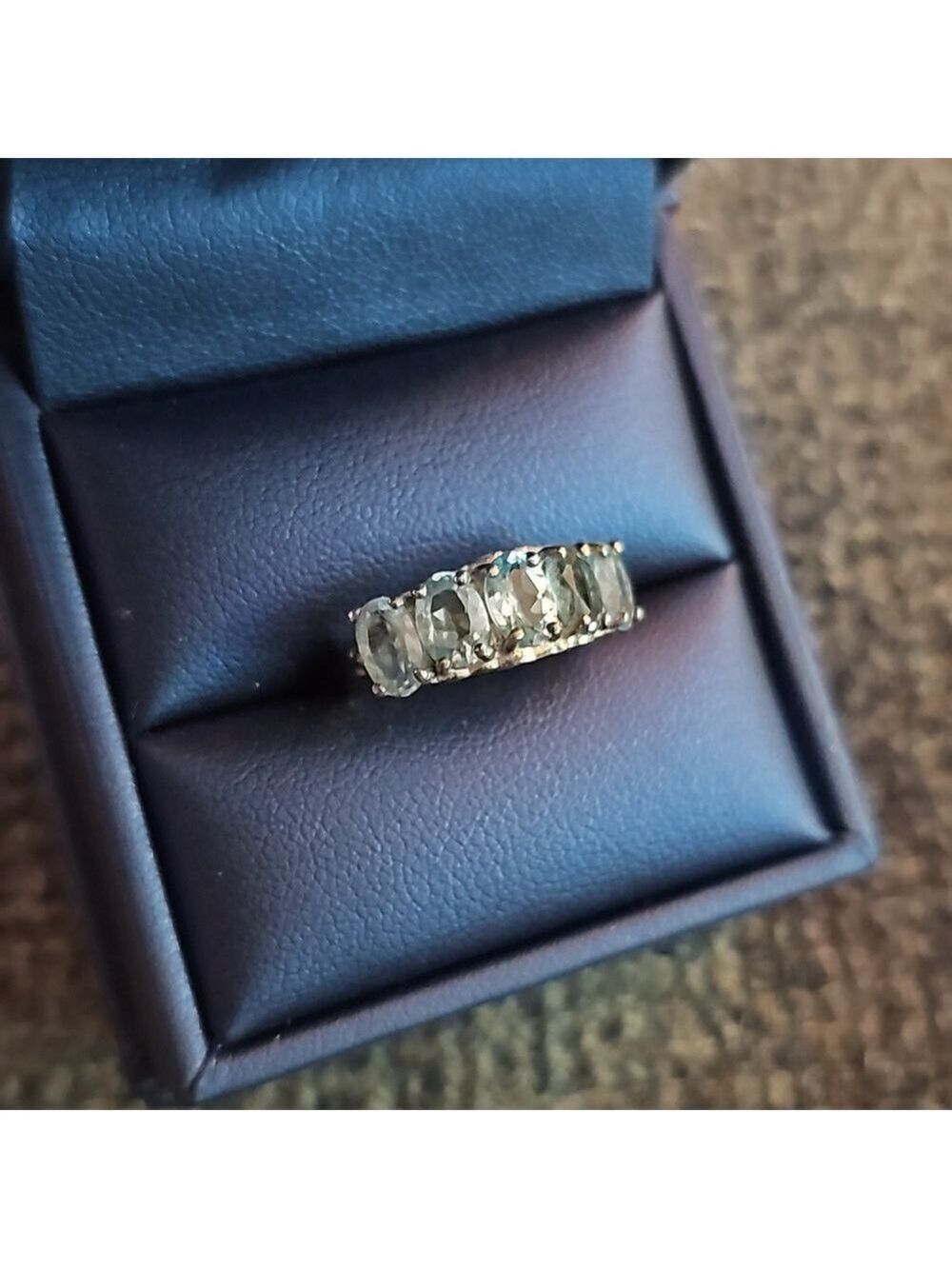 Blue topaz sterling silver 5 stone ring